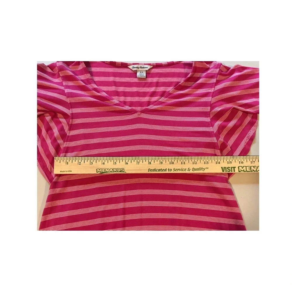Tommy Bahama Pink Beachy Vacation Striped V-Neck‎ Flutter Sleeve Shift Dress S